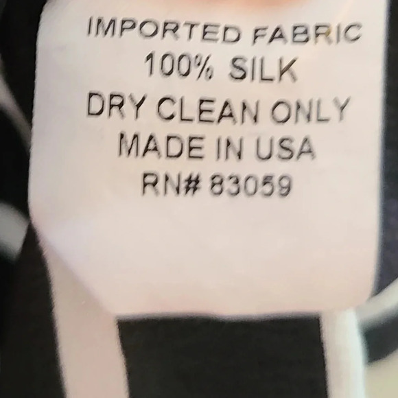 DREW Black & White Striped Short Sleeve Silk Top S - Picture 6 of 6